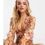 Billabong Salty Blonde Float On Tie Up Shirt In Multi Floral Print size small Photo 7