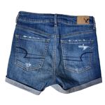American Eagle  Women's Cuffed Medium Wash Distressed Denim Shorts Size 2 Photo 1