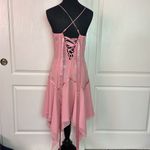 Betsey Johnson VTG Y2K EVENING SILK GOWN PINK RHINESTONE STAR DRESS FAIRY Photo 3