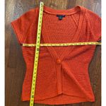 August Silk Short Slevve Textured Orange Cardigan SP Photo 9