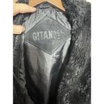 Vintage Black Suede Leather Jacket Coat Zip Up Womens Size M Gitano Fur Colar Size M Photo 3