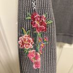 Sundance  Jolene Floral Hoodie Charcoal Full Zip Sweatshirt Embroidery Waffleknit Photo 2