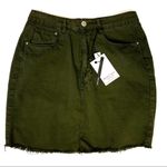 ASOS NWT Brave Soul London "Brett" Army Green Denim Hip Tease Mini Skirt Photo 1