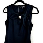 Banana Republic Black Sleeveless Stretch Bow-Neck Ponte Sheath Dress Photo 3