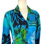 Chico's  Oriental Art-to-Wear Patchwork Silk Linen Blazer Jacket Turquoise SZ 4 Photo 11