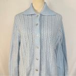 Azure Vintage Cardigan Sweater Knit Womens Medium Cottagecore Granny Button 70s Photo 1