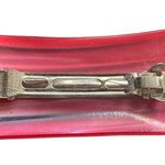 Vintage Rectangular Shaped Red Black Striped Hair Barrette Faux Stone 1980s Photo 1
