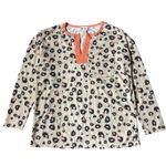 NWOT BiBi Boutique Leopard Print Long Sleeve Top Orange Thermal Trim size XL Photo 1