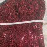 Wild Fable NWT  Dark Red Sequin Slip Dress Black Lace Trim Side Slit Medium Photo 8