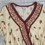 Blue Rain Peasant Boho Crochet Floral Faux Wrap Blouse Top Photo 1