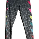 Onzie  Pants Womens Small‎ Medium Hot Yoga Legging Gray Multicolor Triangle Print Photo 0
