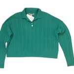 autumn cashmere Grass Boxy Cable Polo Sweater Sz S Women Photo 8