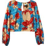 Farm Rio New x Anthropologie Puff Sleeve Bubble Blouse Floral Swiss Dot Top SM Photo 5