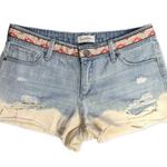 Jessica Simpson Embroidered Frayed Hem Distressed Denim Shorts Photo 0