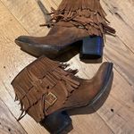 FREEBIRD by Steven Freebird Belle Suede Leather Lined Fringe Western Boots Distressed Cognac Size 7 Photo 3