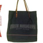 True Religion Denim Jean Tote Bag Leather Strapped Photo 0