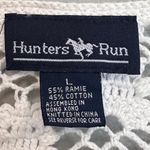 VTG Hunters Run Crochet Flower Cardigan Sweater Cream Size L Cottagecore Peasant White Size L Photo 3