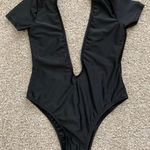 Sexy Black Low Plunge Swim Suit Size M Photo 0