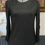 Kate Spade  Black with Gold Metallic Jersey Ruched Sleeve Top - Sz S 🧡🎀 Photo 0