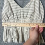 Cotton Candy LA Women Small‎ Striped Adjustable Strap Distressed Hem Crop Top Tan Photo 2
