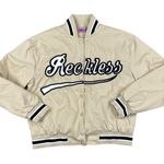 Edikted  - Reckless Varsity Bomber Jacket in Tan & Black Photo 0