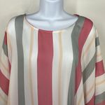 Hyped Unicorn  Cropped Doleman sleeve stripped multicolored semi sheer top SMALL Photo 4