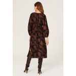 Rebecca Taylor Arden Black Floral Blouson Sleeve Scoop Ruched Silk Midi Dress XS Photo 2