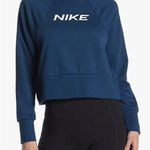 Nike Dri Fit Get Fit Training Crewneck Cropped Sweatshirt Blue Womens Medium Photo 0