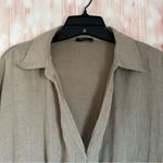 Massimo Dutti  Taupe Beige Tie Front Linen Blouse Size M Photo 7