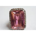 Source Unknown Elegant 18K Gold Plated Pink Crystal Clear Rhinestone Size 6 Cocktail Ring Photo 4