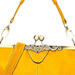 Elegant mustard Yellow leather kiss lock Handbag new! Photo 1