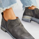 Free People NWB  Brixton Shoeboots Charcoal Leather Slip-On Ankle Booties Photo 0