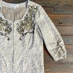 Coldwater Creek Beaded Scroll Embroidered Cream Open Ruched Jacket - Sz 10P 💚🎀 Photo 12