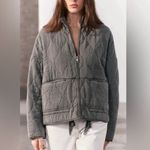 ZARA NWT  QUILTED HEAVY OVERSIZED FULL ZIP ACID WASH GRAY JACKET SMALL Photo 7