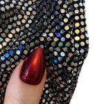 Anne Klein Sequin Ruched Cap Sleeve Sheath Dress Silver size 10 Photo 6