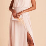 Birdy Grey  Gwennie Chiffon Maxi‎ Bridesmaid Dress in Pale Blush Pink Sz S NEW Photo 0