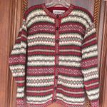 Vintage Crystal Kobe Shetland Wool Sweater Nordic Red Fair Isle Womens Small Photo 0