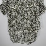 MISA Los Angeles  Blouse Size Small‎ Green Floral Sheer Ruffle Sleeve Button Top Photo 5