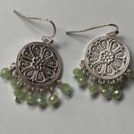 Periwinkle by Barlow Bohemian Drop Earrings – Pale Green Beads Silver Photo 0
