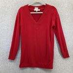 Loft  Ann Taylor Women's Pullover Sweater Solid Red V Neck Size XS Long Sleeve Photo 10
