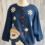 Vintage Snowman Cardigan denim One Size Fits Most Fun Holiday Sweater Photo 0
