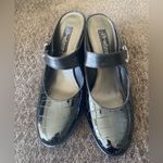 Brighton BEAU Black Patent Leather Croc Mules High Heels Size 8M -MSRP $235.00! Photo 1