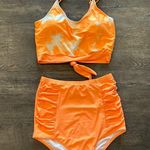 Coral Reef Large Neon Orange Lounger Top and Sun Baked Bottoms Swim Set NWOT Photo 3