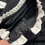 Loft  size 6P black dress with white ruffle collar stretchy flowy ruffle skirt Photo 9