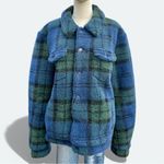 ASOS  Plaid Shearling Sherpa Trucker Jacket Size L Photo 2