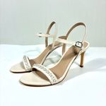 Stuart Weitzman Dancer 75 Demipearl Heel Sandals Chalk Faux Pearl 9.5 NEW Photo 11