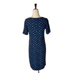 J. Jill Navy Blue Multi Color Polka Dot Rayon Short Sleeve Shift Dress Size 2 Photo 2