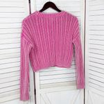 Aeropostale Cropped Cable Knit Sweater Distressed Pink XS Photo 7