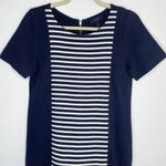 J.Crew  Navy Striped Knit Short Sleeve Mini Shift Dress 4 Photo 3