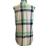 PaperMoon  Green Blue White Plaid Button Up No Sleeve Size XL‎ EUC Photo 2